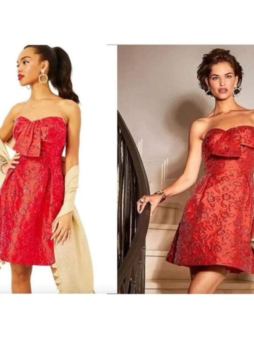 Lilly Pulitzer Kataleya Floral Red Strapless Bow Jacquard Dress NWT Size 2 - Picture 2 of 6